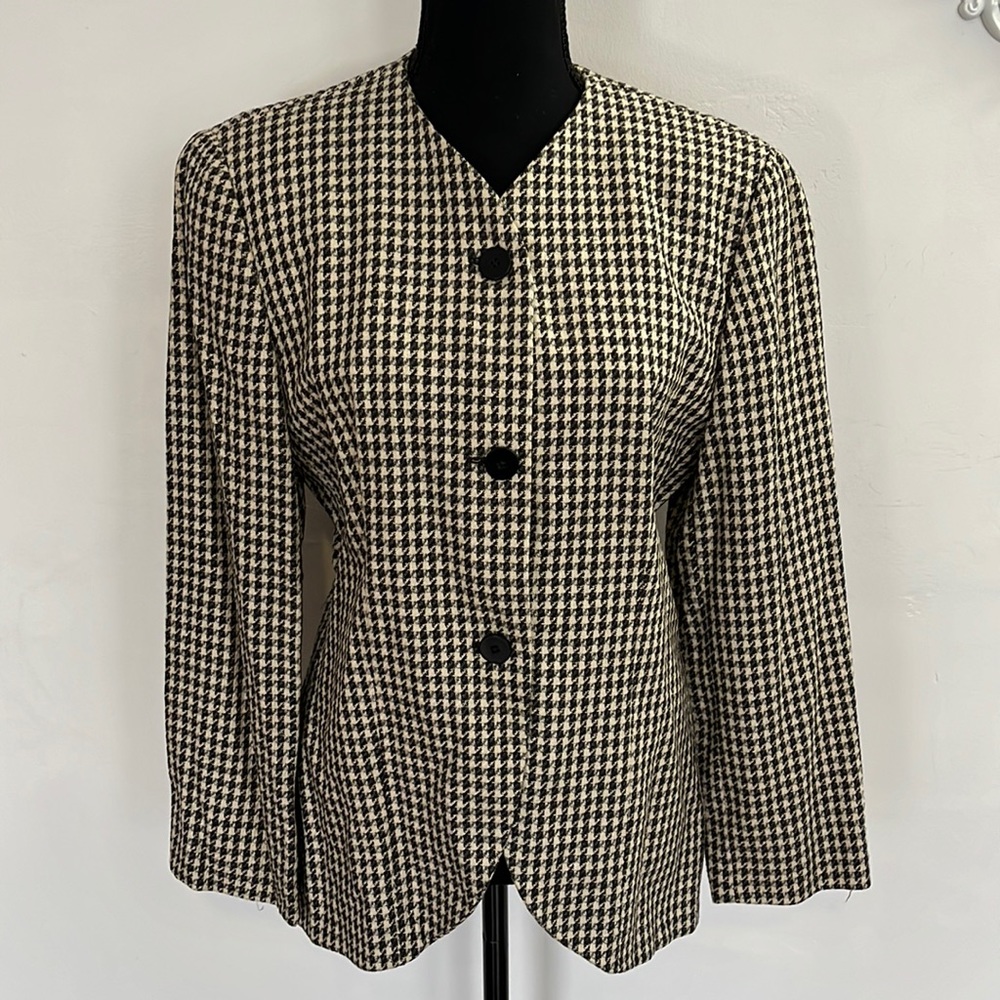 Giorgio Armani Vintage Wool / Silk Houndstooth Blazer Jacket